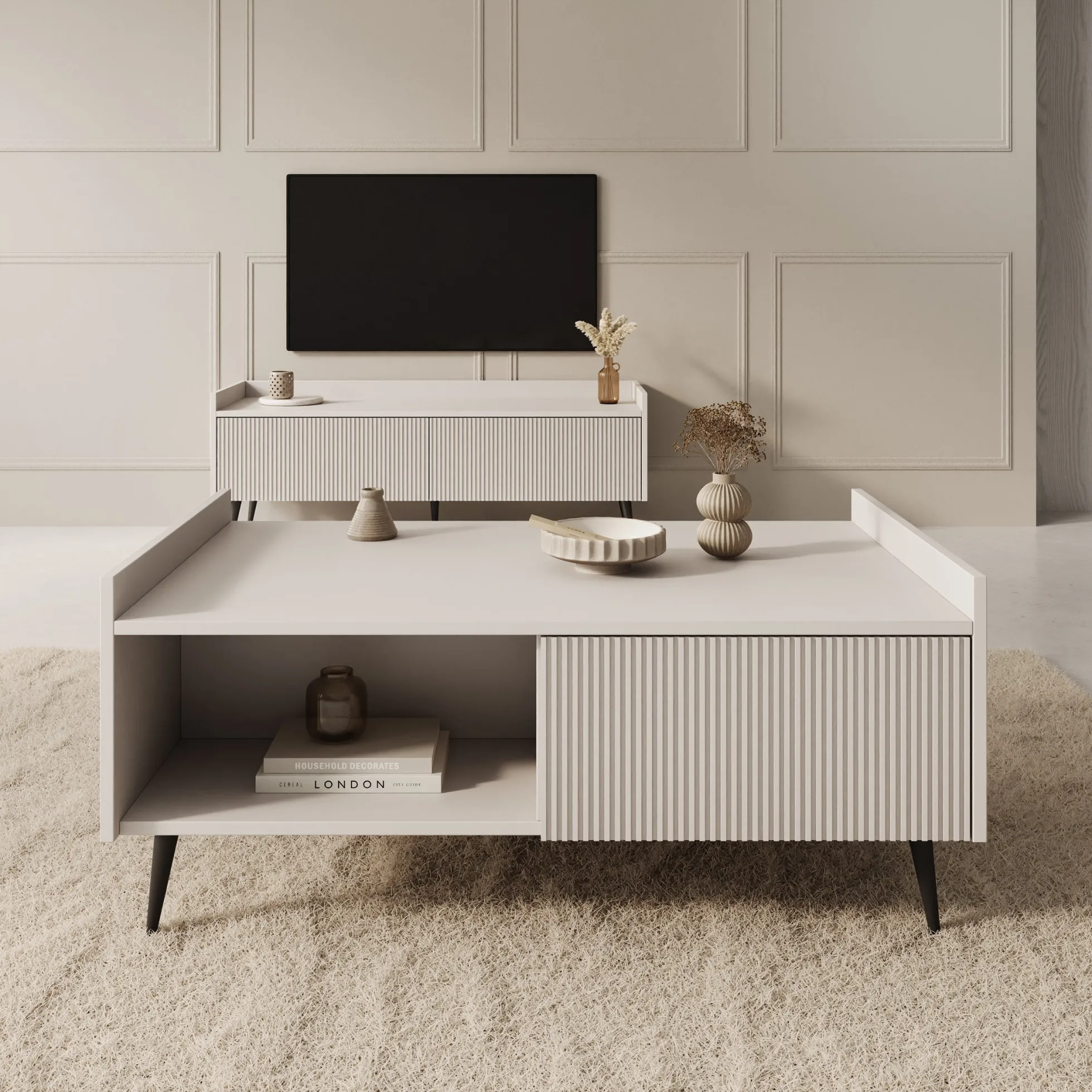 Asty - Salontafel - Beige - 100x60x45 cm
