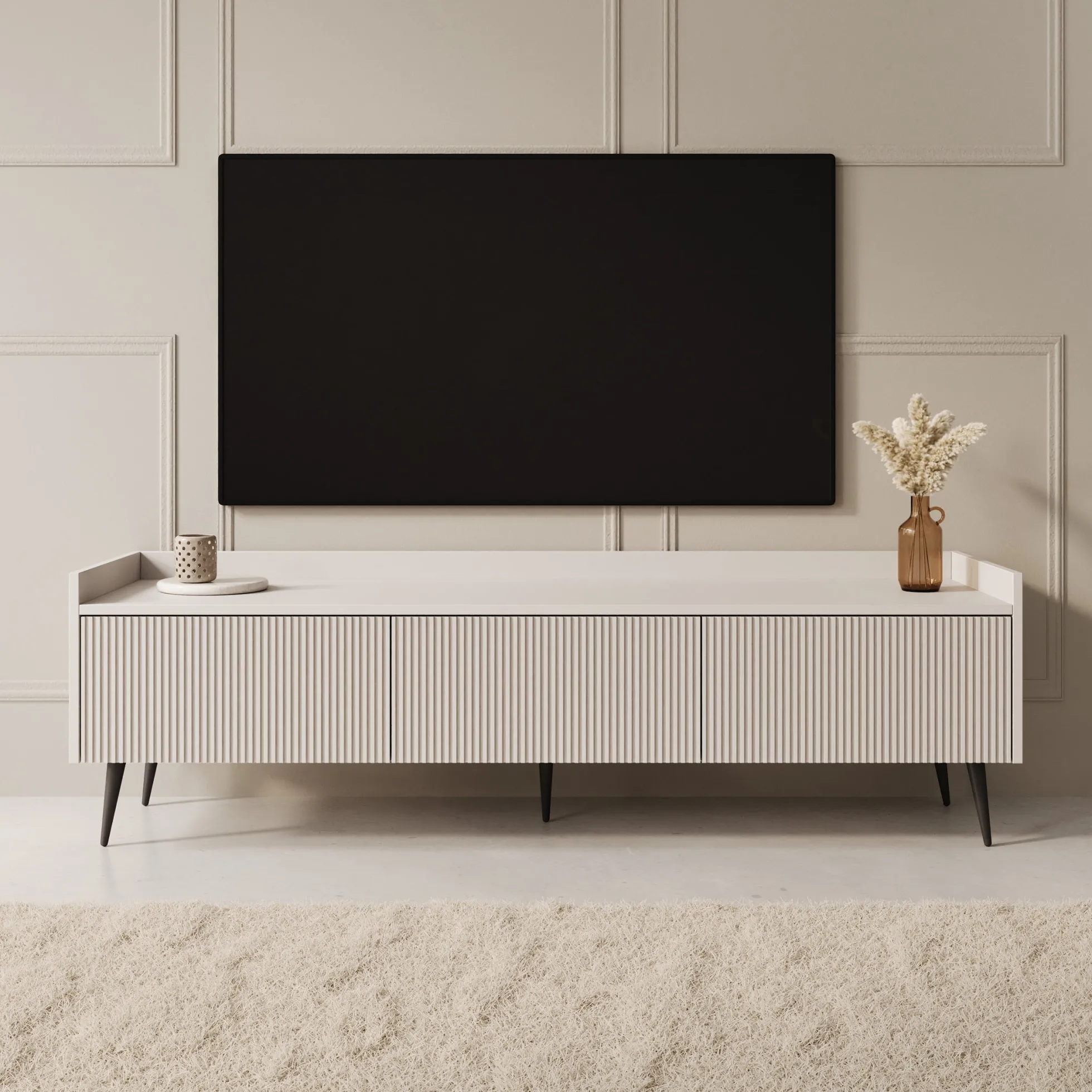 Asty - TV-Meubel - Beige - 150x40x45 cm