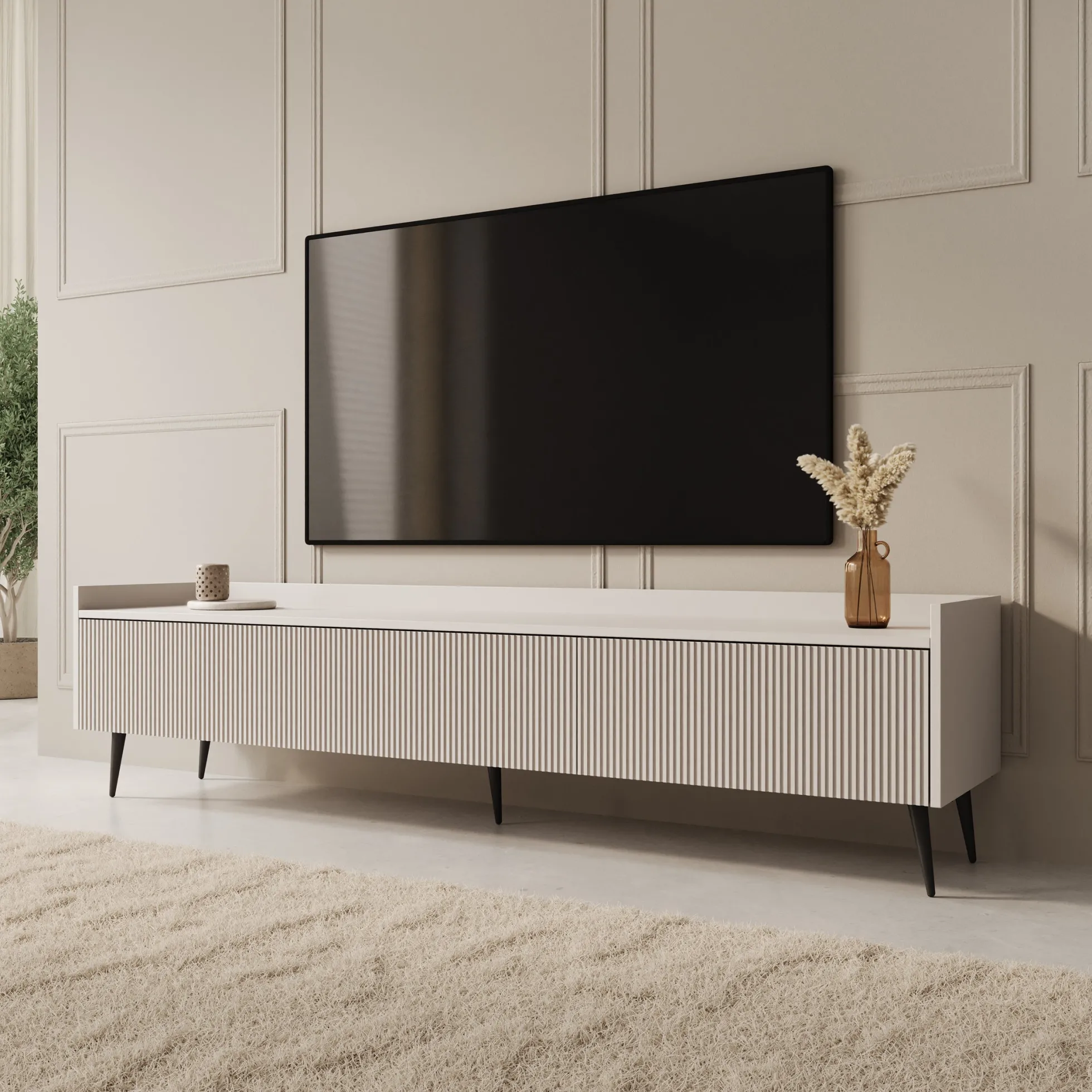 Asty - TV-Meubel - Beige - 180x40x45 cm