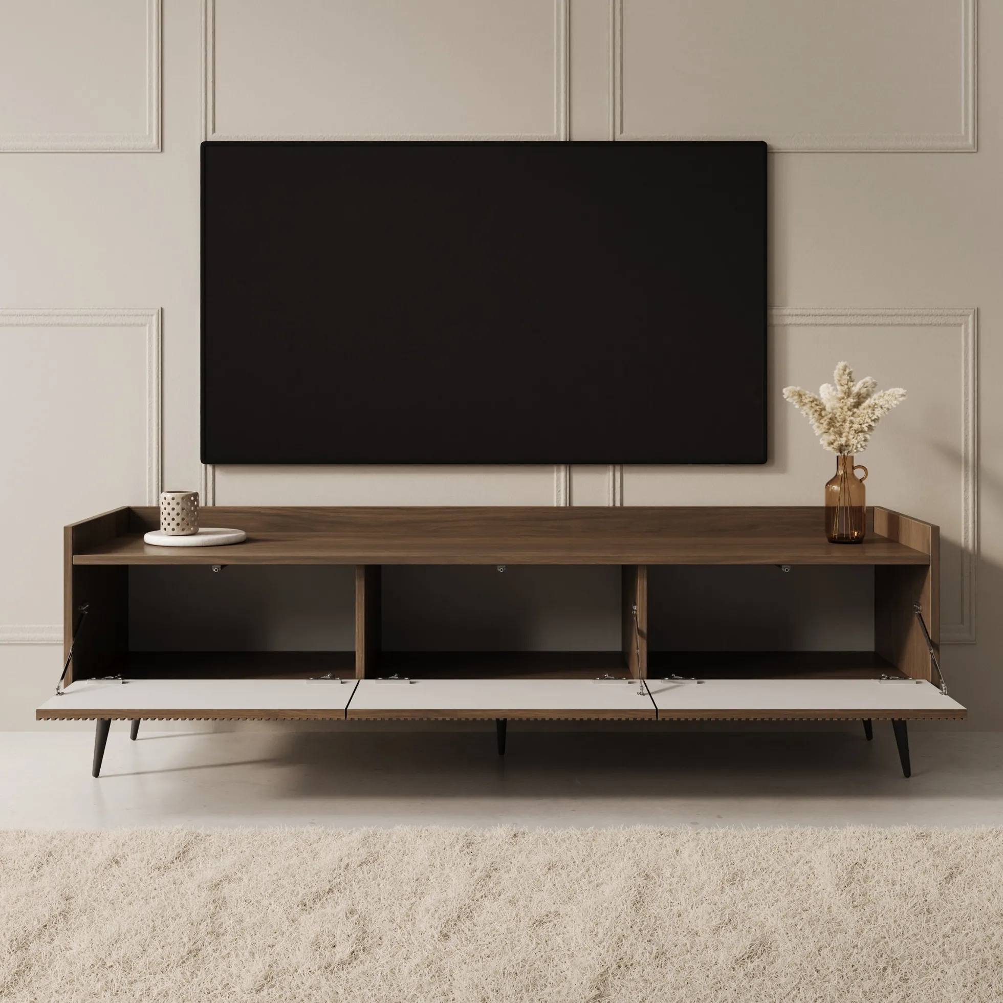 Asty - TV-Meubel - Donker eiken - 150x40x45 cm