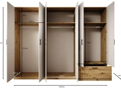 Audrey - Kledingkast 6-deurs en spiegel - Wit - 270x54x210 cm