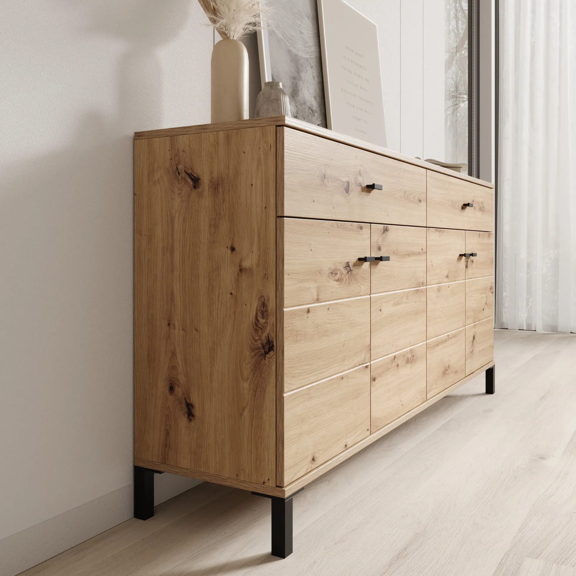 Avellio - Dressoir - Eikenpatroon - 154x35x78 cm