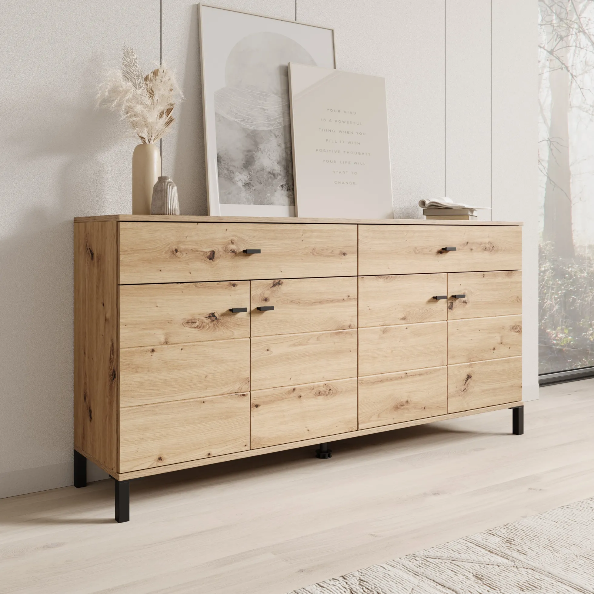 Avellio - Dressoir - Eikenpatroon - 154x35x78 cm