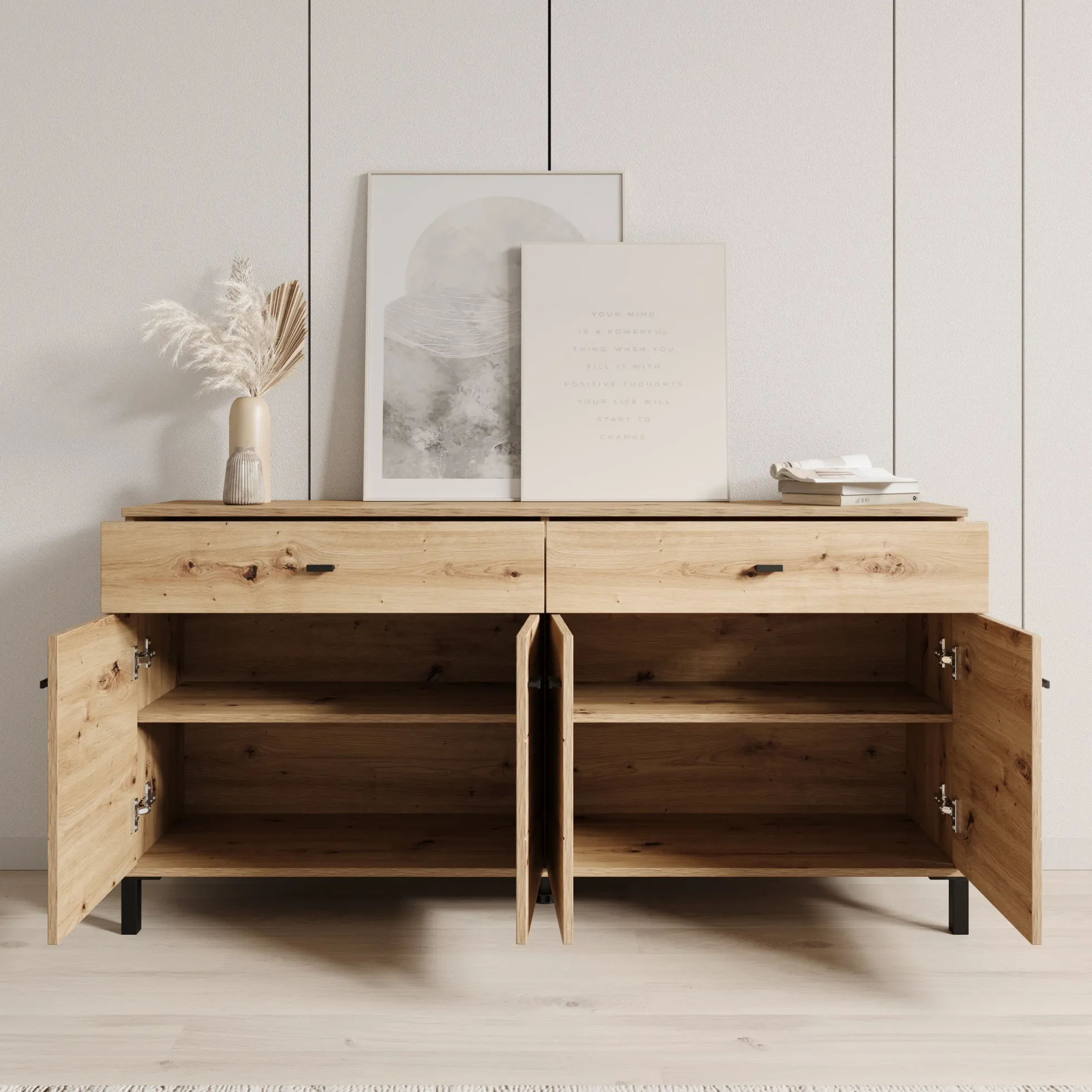 Avellio - Dressoir - Eikenpatroon - 154x35x78 cm