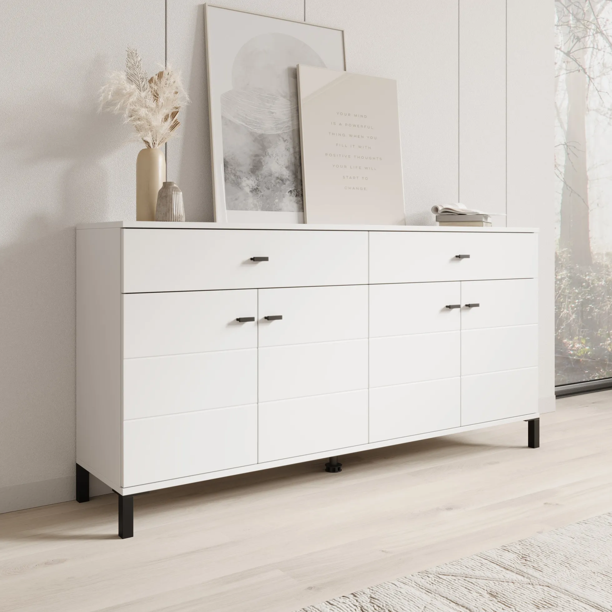 Avellio - Dressoir - Wit - 154x35x78 cm