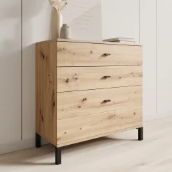 Avellio - Ladekast met 3 lades - Eikenpatroon - 77x35x78 cm