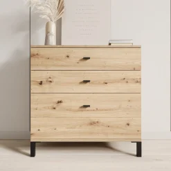 Avellio - Ladekast met 3 lades - Eikenpatroon - 77x35x78 cm