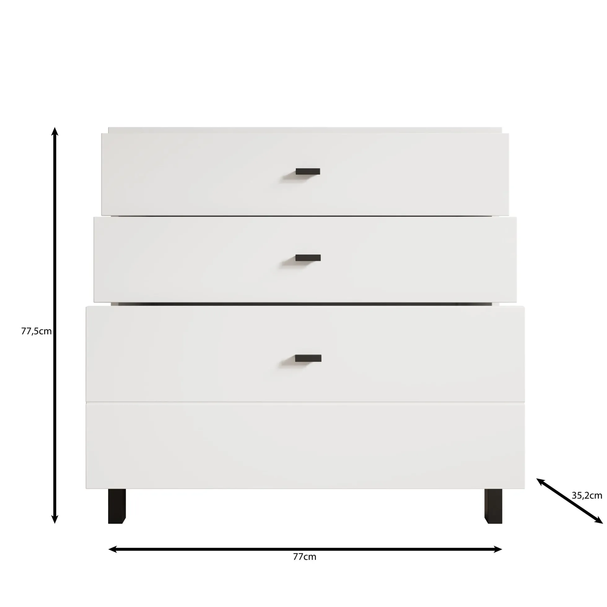 Avellio - Ladekast met 3 lades - Eikenpatroon - 77x35x78 cm