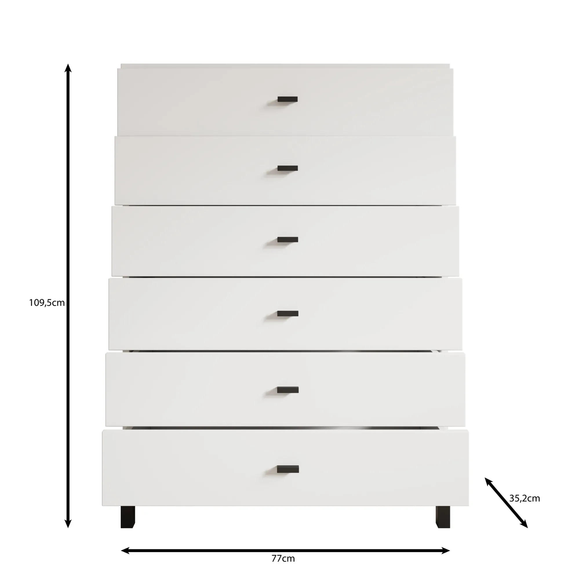 Avellio - Ladekast met 6 lades - Eikenpatroon - 77x35x110 cm