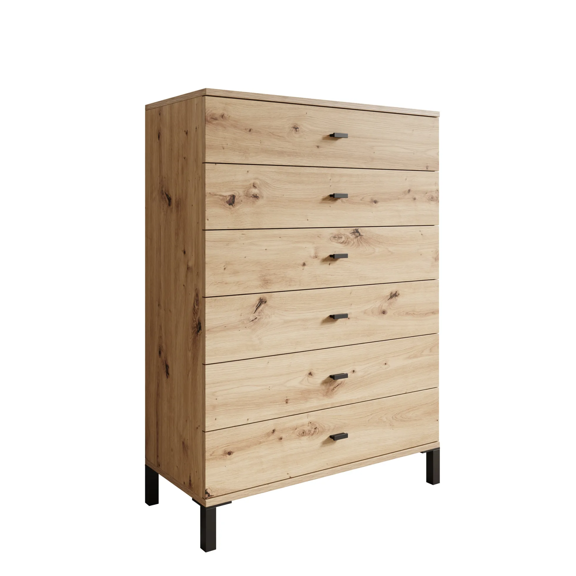 Avellio - Ladekast met 6 lades - Eikenpatroon - 77x35x110 cm