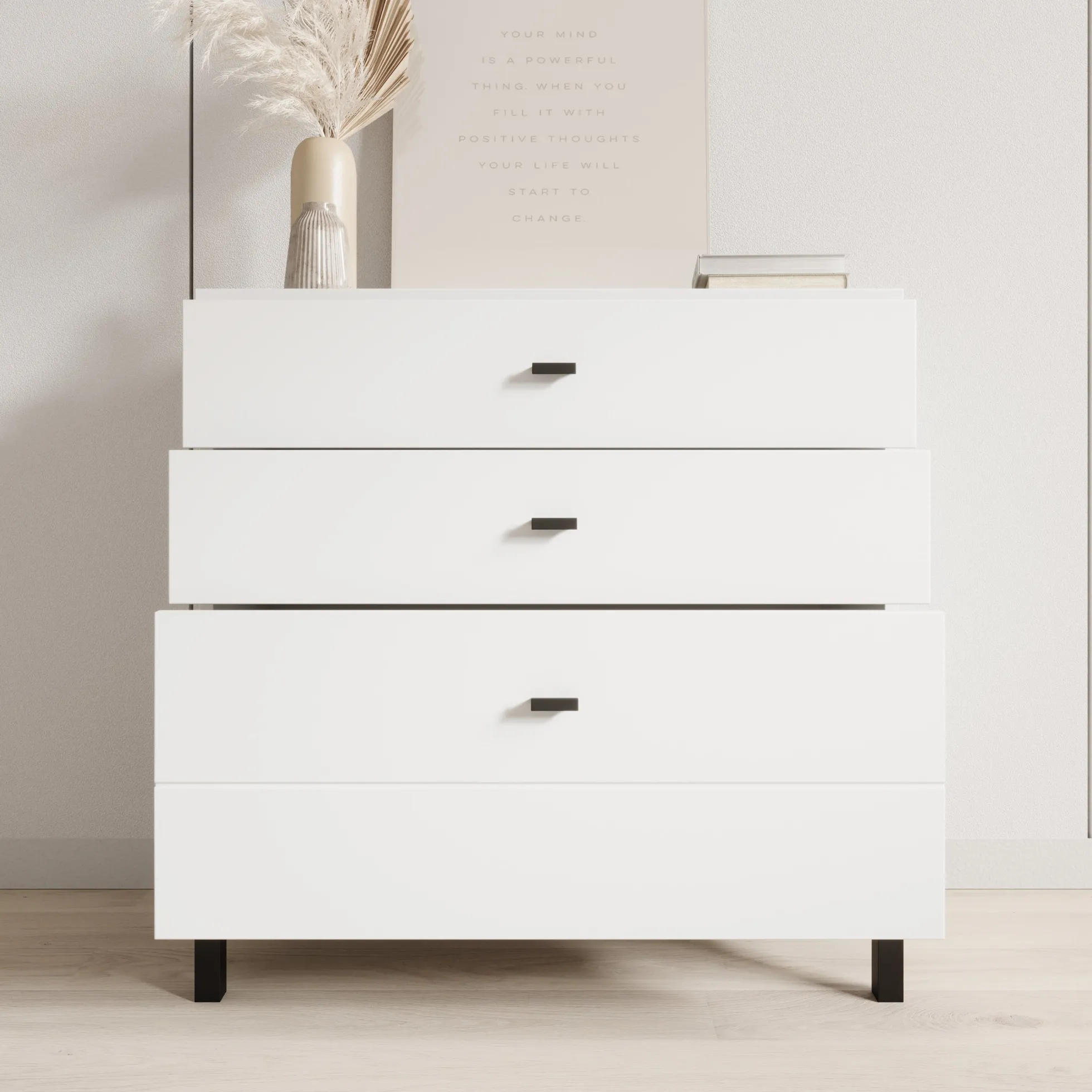 Avellio - Ladekast met 3 lades - Wit - 77x35x78 cm