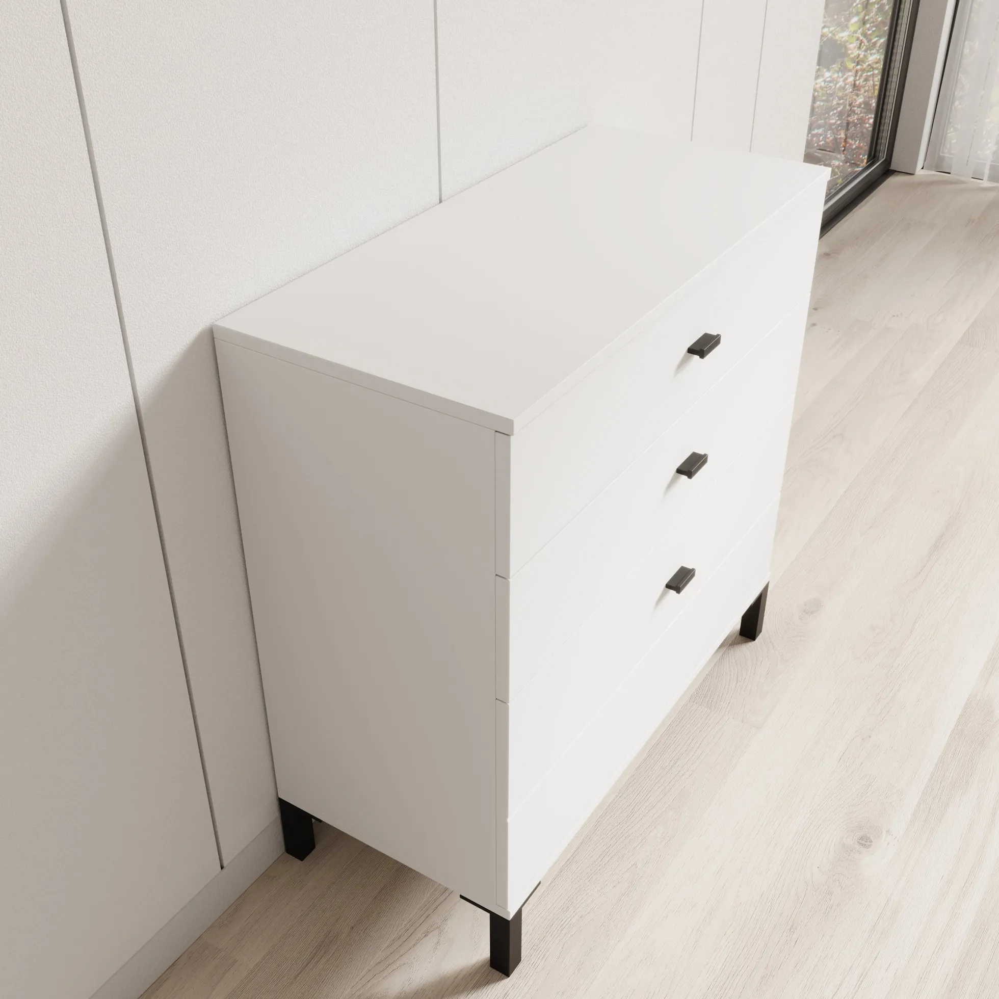 Avellio - Ladekast met 3 lades - Wit - 77x35x78 cm