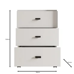 Avellio - Ladekast met 3 lades - Wit - 39x35x57 cm