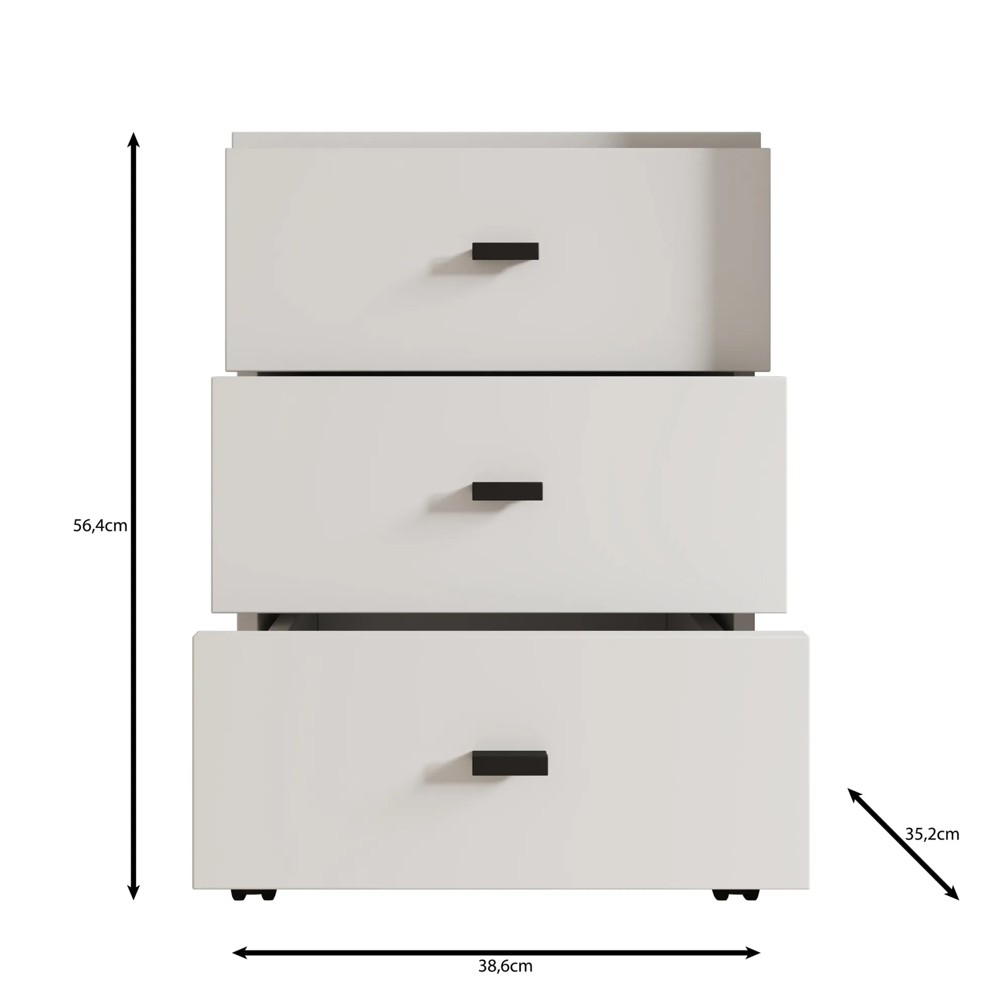 Avellio - Ladekast met 3 lades - Wit - 39x35x57 cm