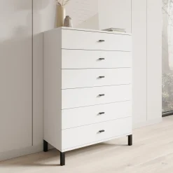 Avellio - Ladekast met 6 lades - Wit - 77x35x110 cm