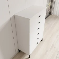 Avellio - Ladekast met 6 lades - Wit - 77x35x110 cm
