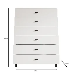 Avellio - Ladekast met 6 lades - Wit - 77x35x110 cm