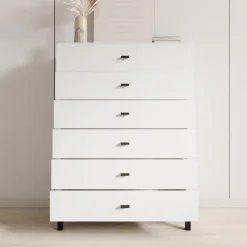 Avellio - Ladekast met 6 lades - Wit - 77x35x110 cm