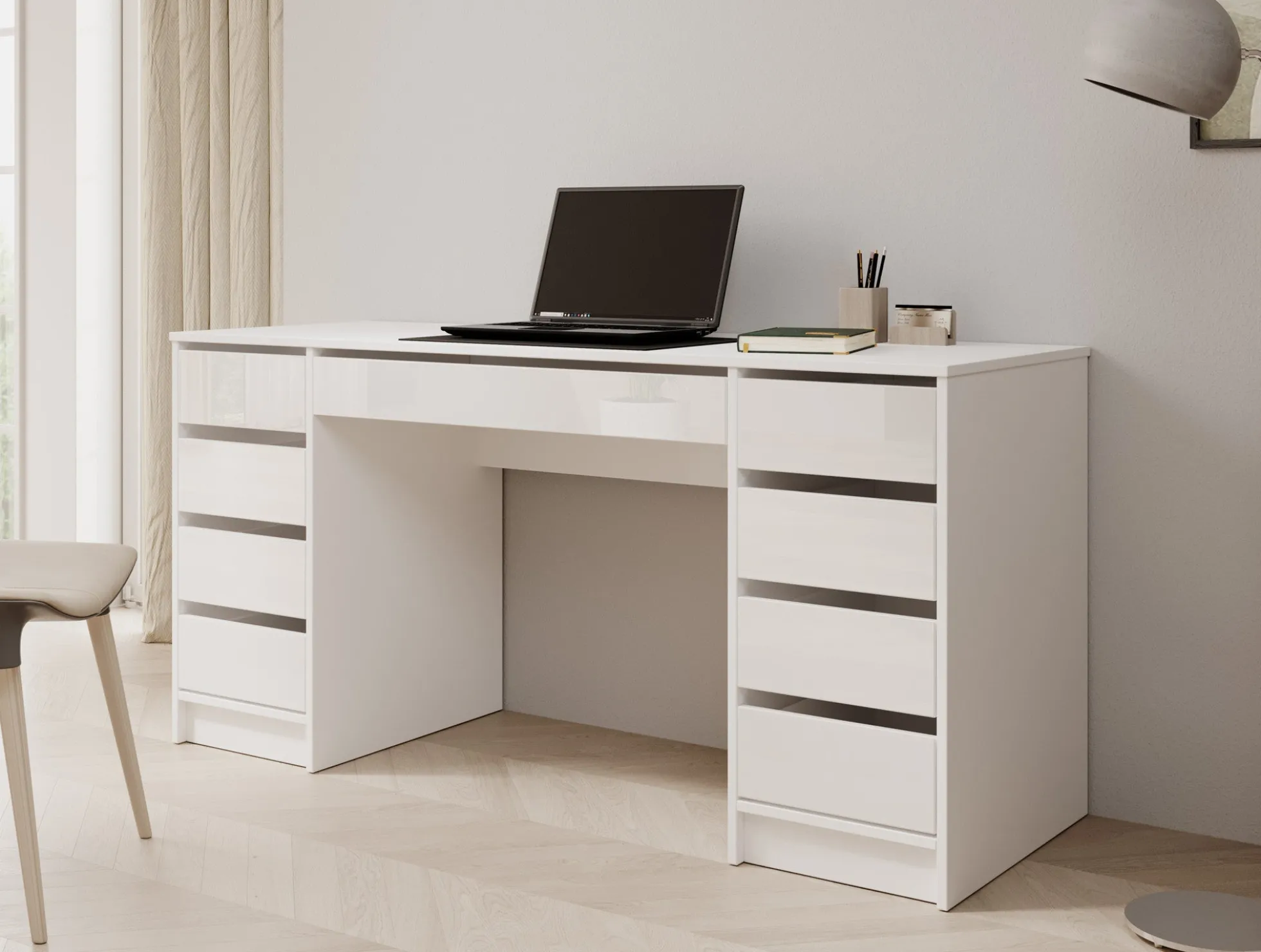 Avio 2 - Bureau - Wit hoogglans - 154x55 cm