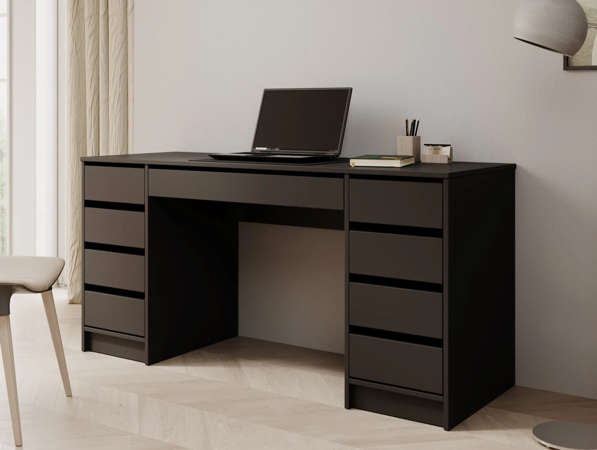 Avio 2 - Bureau - Zwart - 154x55 cm