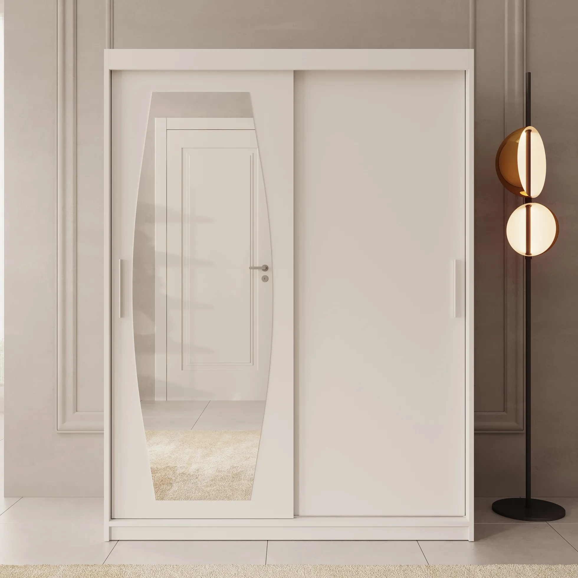 Azai - Kledingkast met schuifdeuren - Wit - 150x62x200 cm