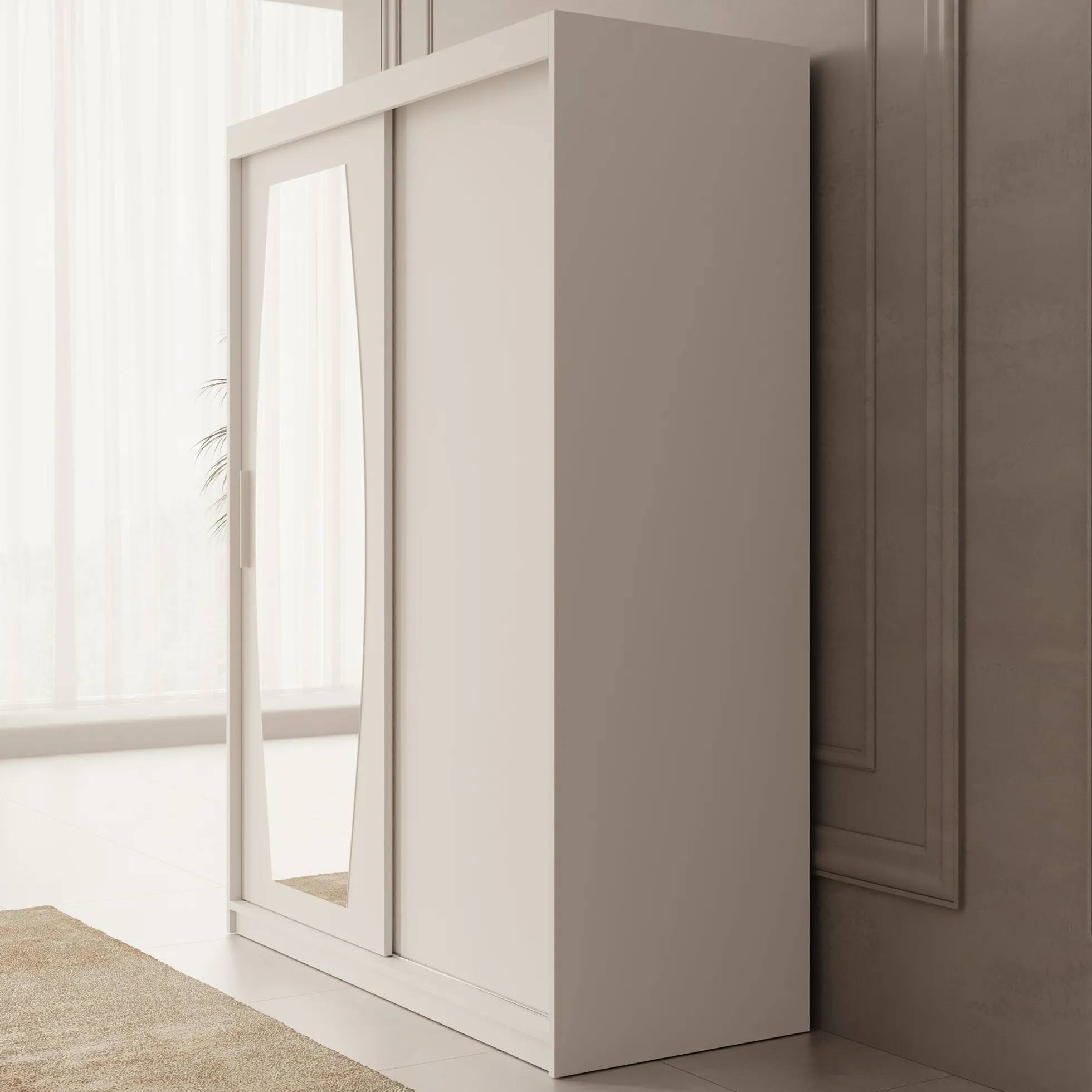 Azai - Kledingkast met schuifdeuren - Wit - 150x62x200 cm