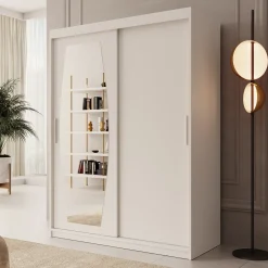 Azai - Kledingkast met schuifdeuren - Wit - 150x62x200 cm