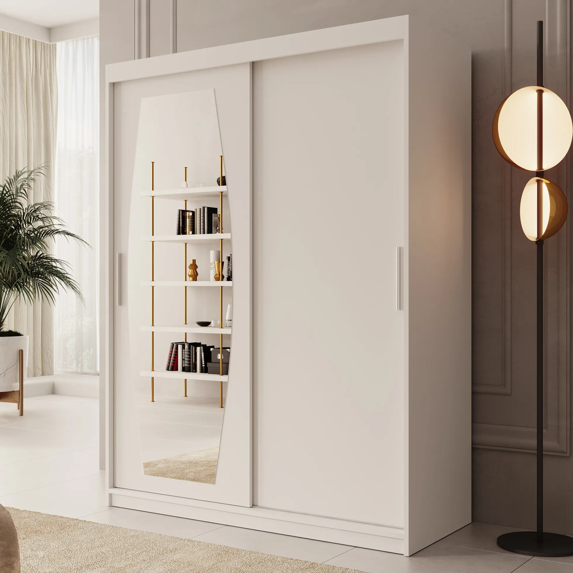 Azai - Kledingkast met schuifdeuren - Wit - 150x62x200 cm