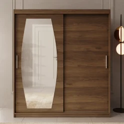 Azai - Kledingkast met schuifdeuren - Walnootpatroon - 180x62x200 cm