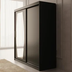 Azai - Kledingkast met schuifdeuren - Zwart - 180x62x200 cm