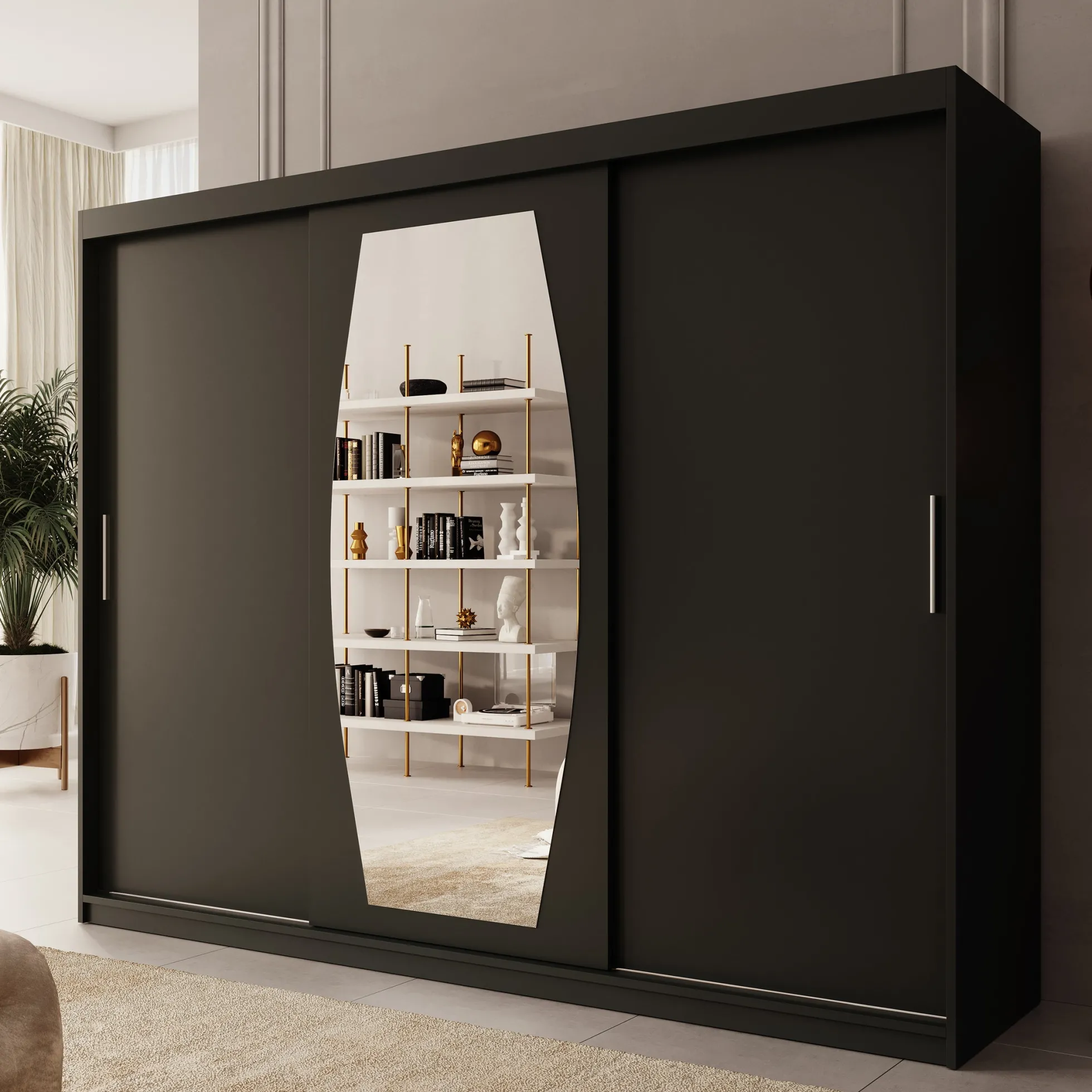Azai - Kledingkast met schuifdeuren - Zwart - 250x62x200 cm