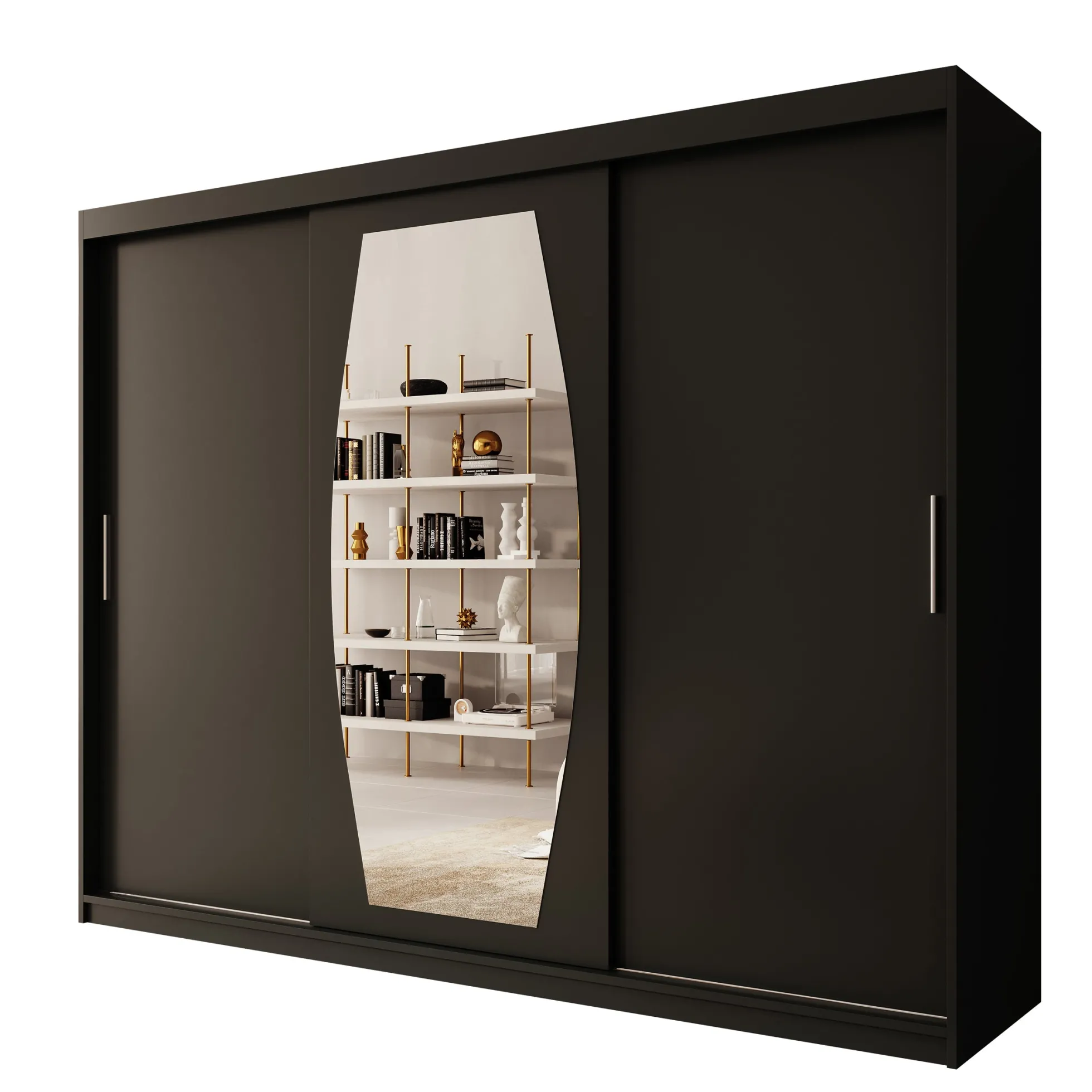 Azai - Kledingkast met schuifdeuren - Zwart - 250x62x200 cm