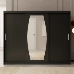 Azai - Kledingkast met schuifdeuren - Zwart - 250x62x200 cm