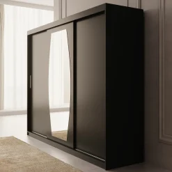 Azai - Kledingkast met schuifdeuren - Zwart - 250x62x200 cm