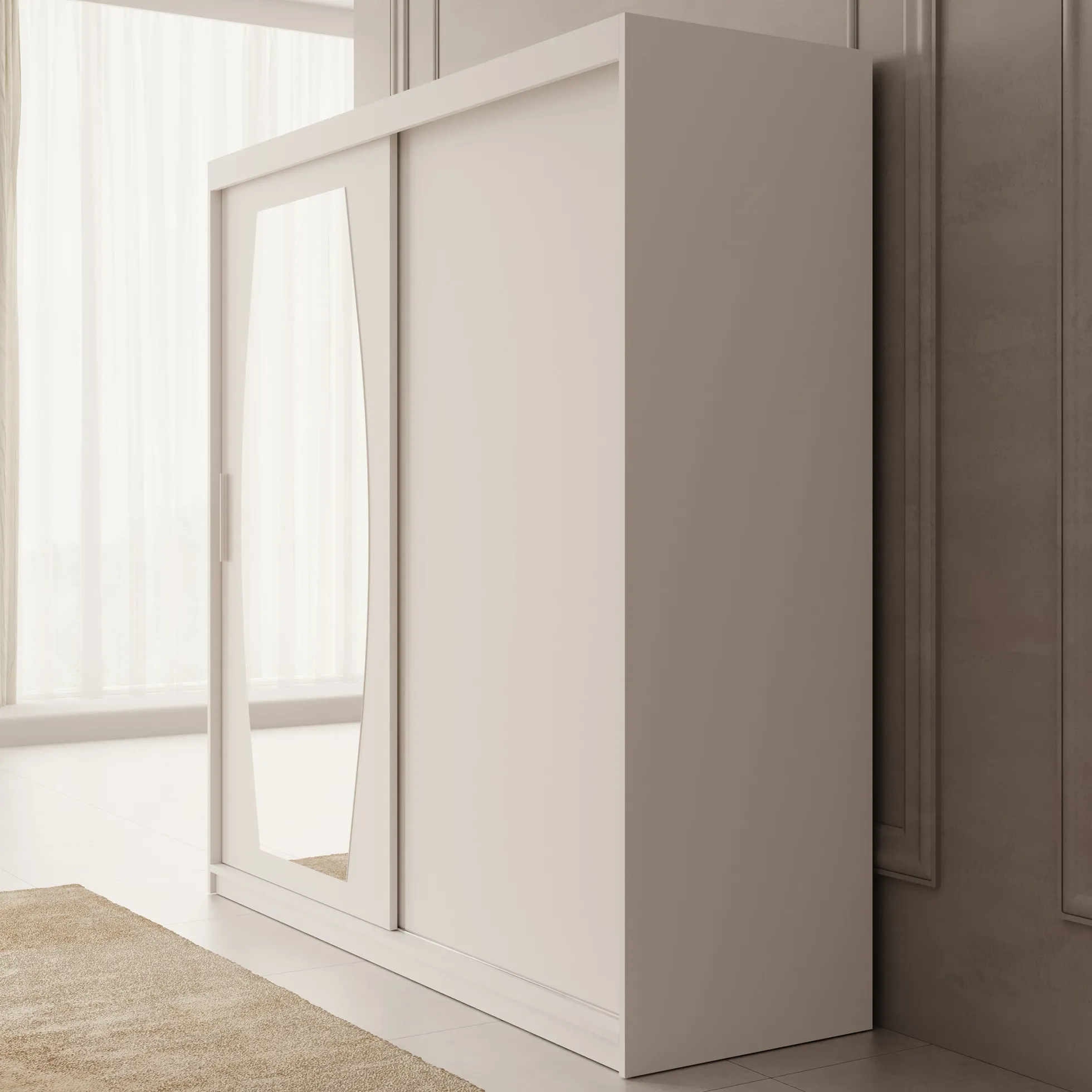 Azai - Kledingkast met schuifdeuren - Wit - 200x62x200 cm