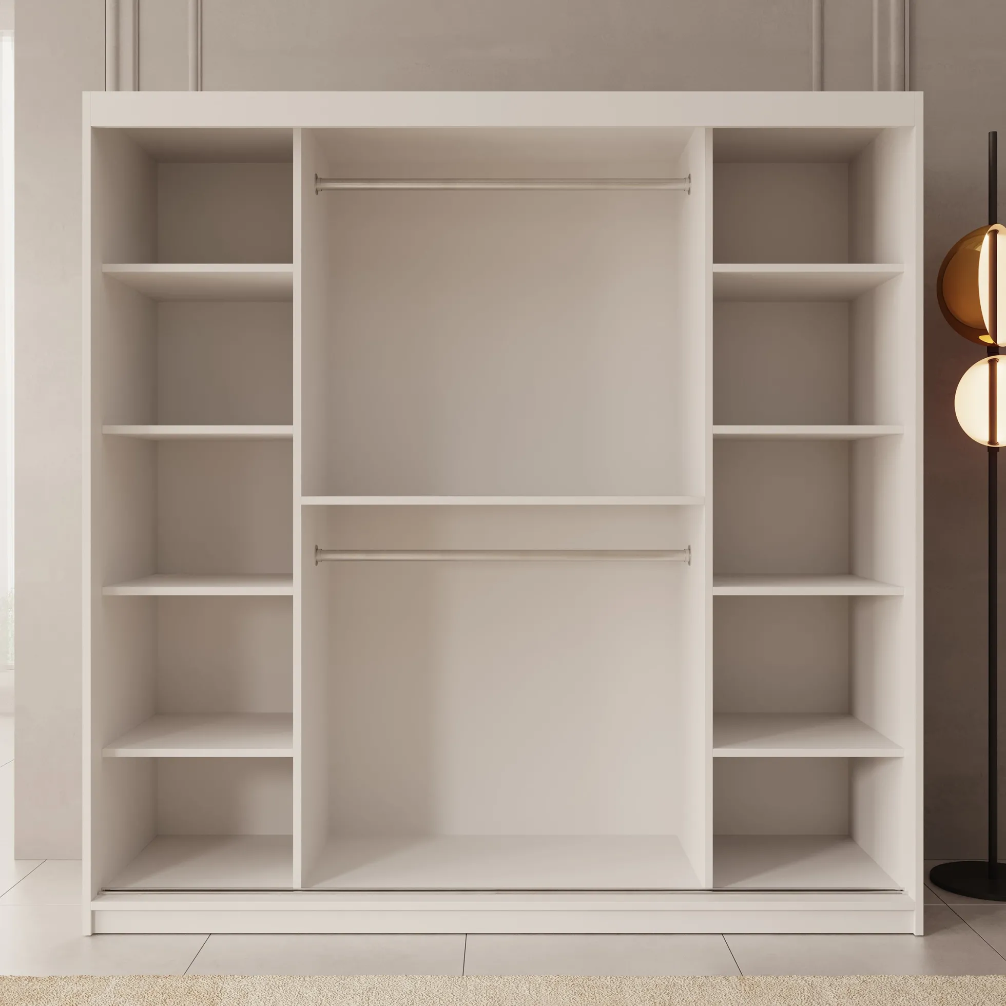 Azai - Kledingkast met schuifdeuren - Wit - 200x62x200 cm