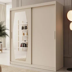 Azai - Kledingkast met schuifdeuren - Beige - 180x62x200 cm