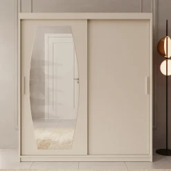 Azai - Kledingkast met schuifdeuren - Beige - 180x62x200 cm