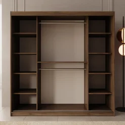 Azai - Kledingkast met schuifdeuren - Walnootpatroon - 200x62x200 cm