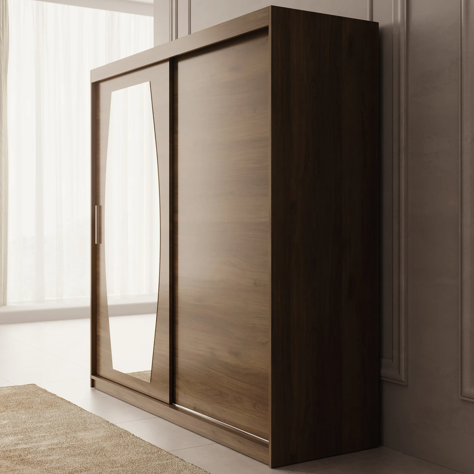 Azai - Kledingkast met schuifdeuren - Walnootpatroon - 200x62x200 cm
