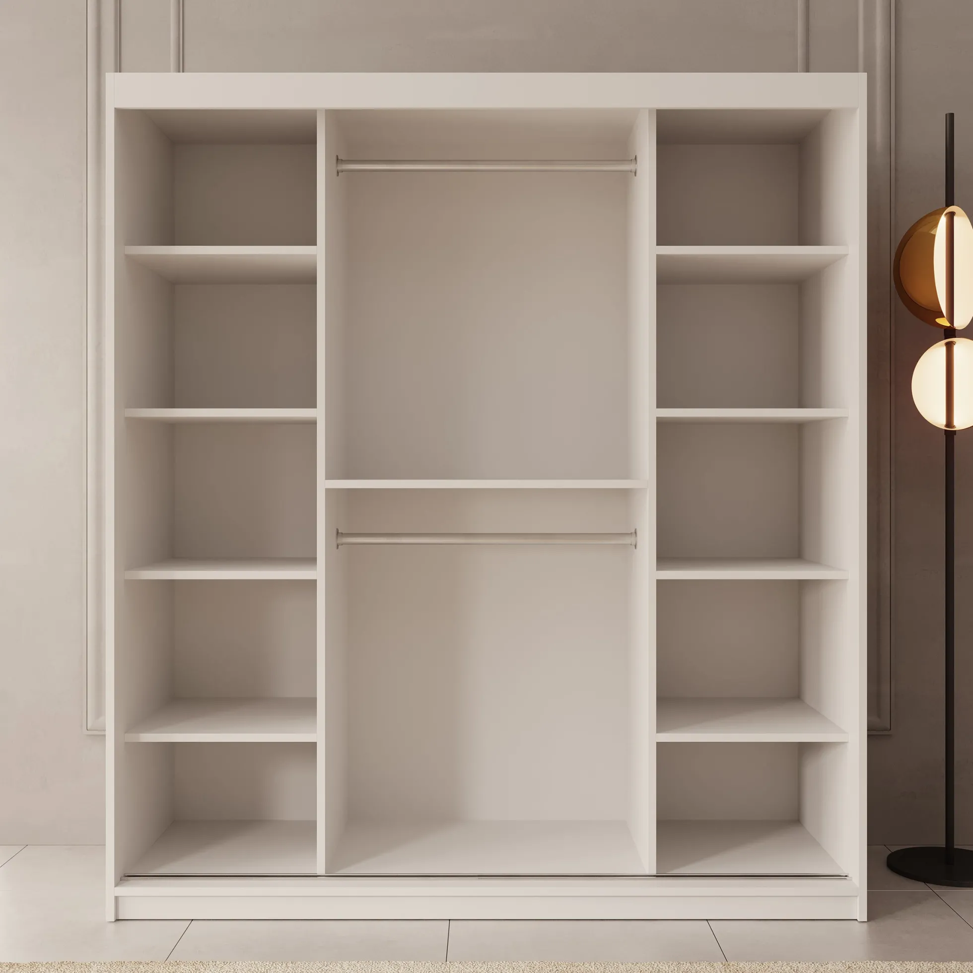 Azai - Kledingkast met schuifdeuren - Wit - 180x62x200 cm