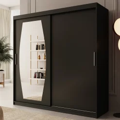 Azai - Kledingkast met schuifdeuren - Zwart - 200x62x200 cm