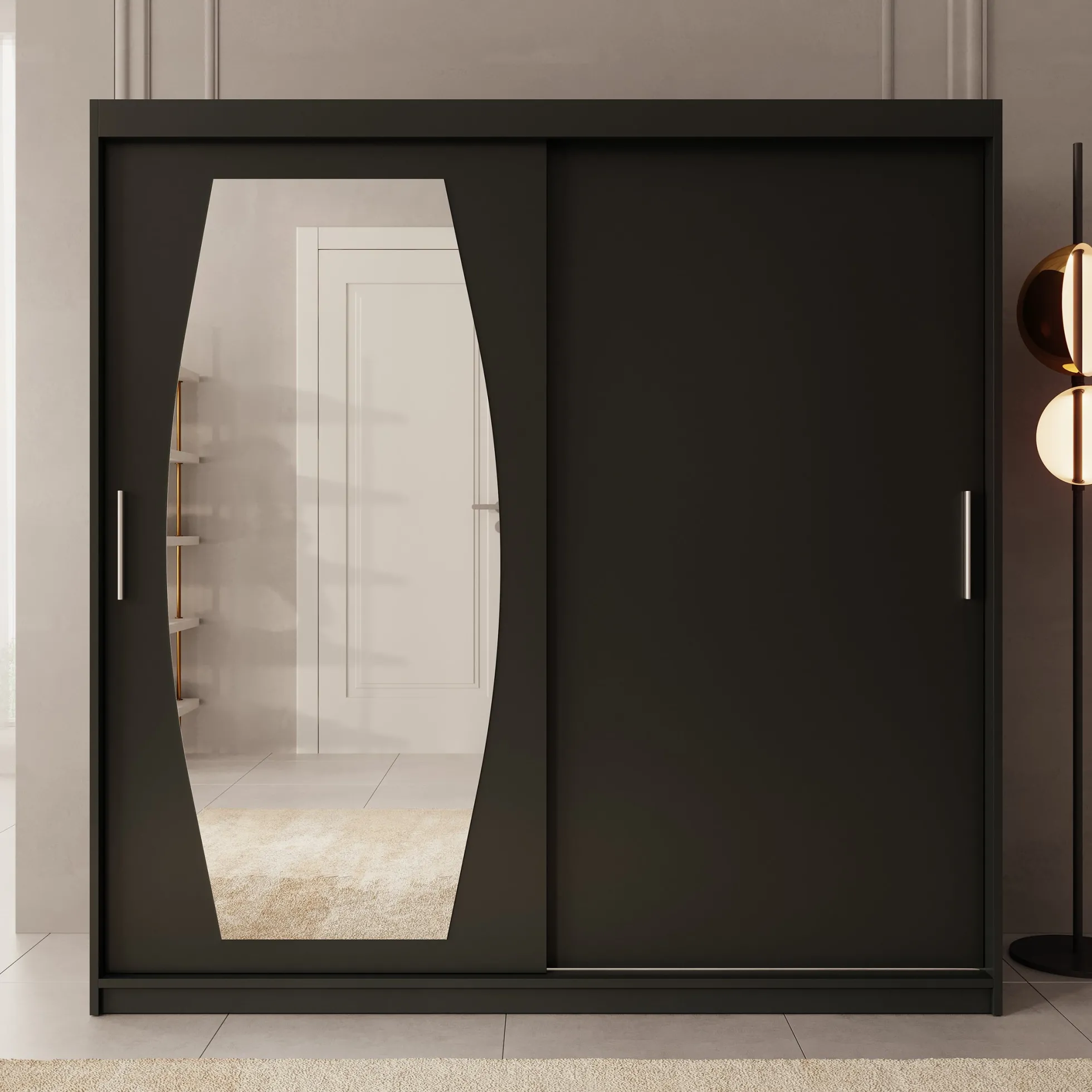 Azai - Kledingkast met schuifdeuren - Zwart - 200x62x200 cm
