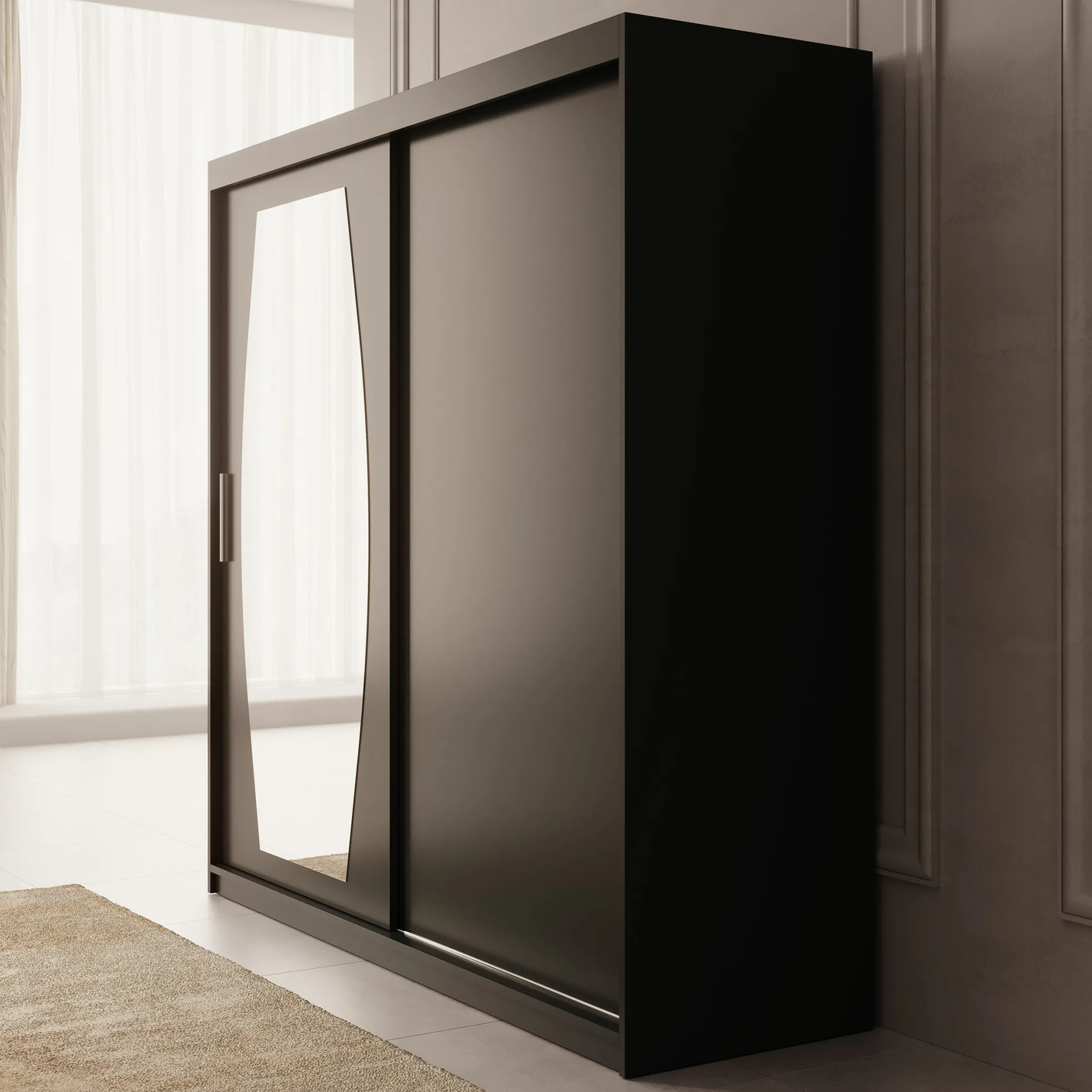 Azai - Kledingkast met schuifdeuren - Zwart - 200x62x200 cm