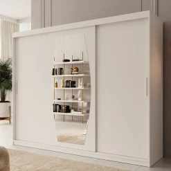 Azai - Kledingkast met schuifdeuren - Wit - 250x62x200 cm