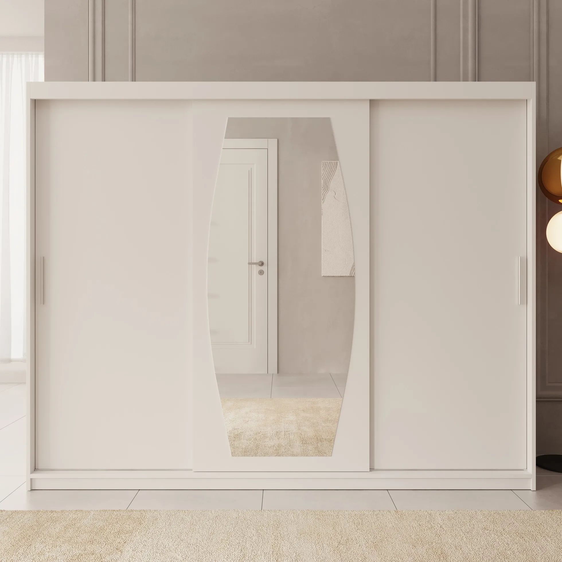Azai - Kledingkast met schuifdeuren - Wit - 250x62x200 cm