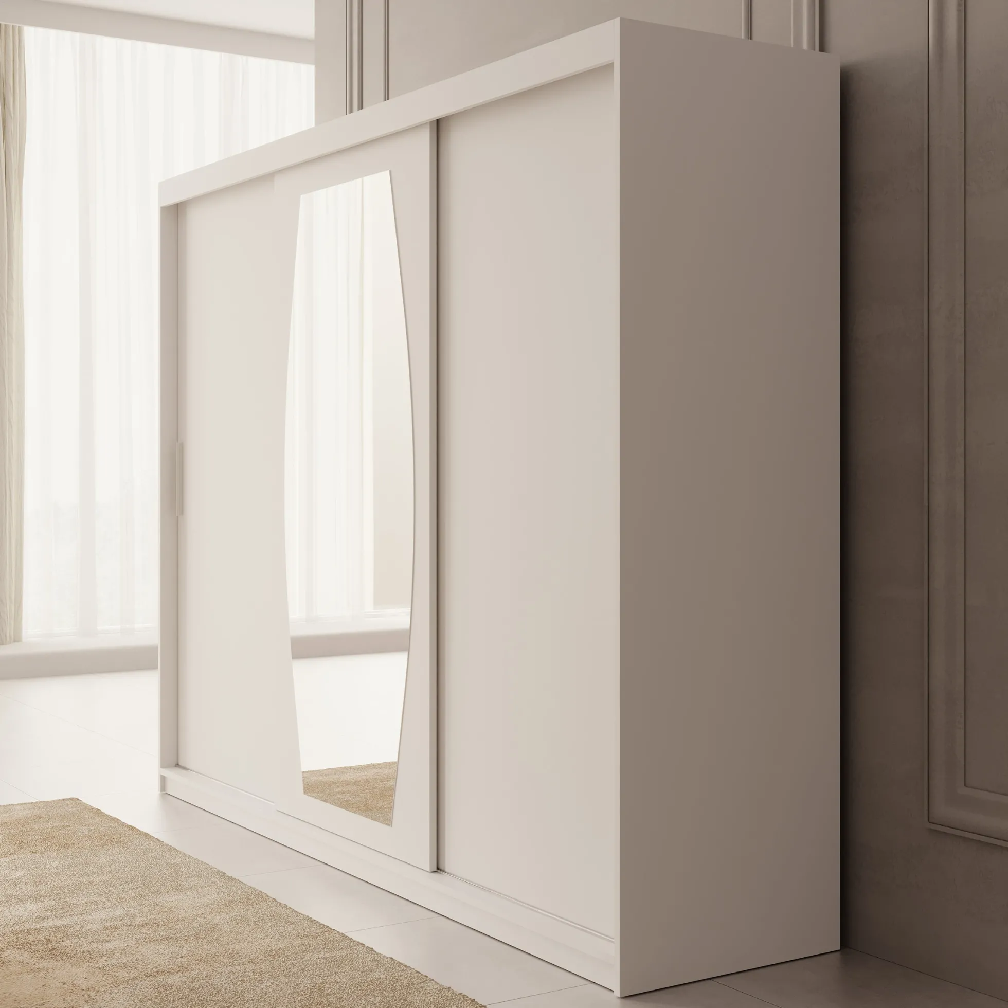 Azai - Kledingkast met schuifdeuren - Wit - 250x62x200 cm