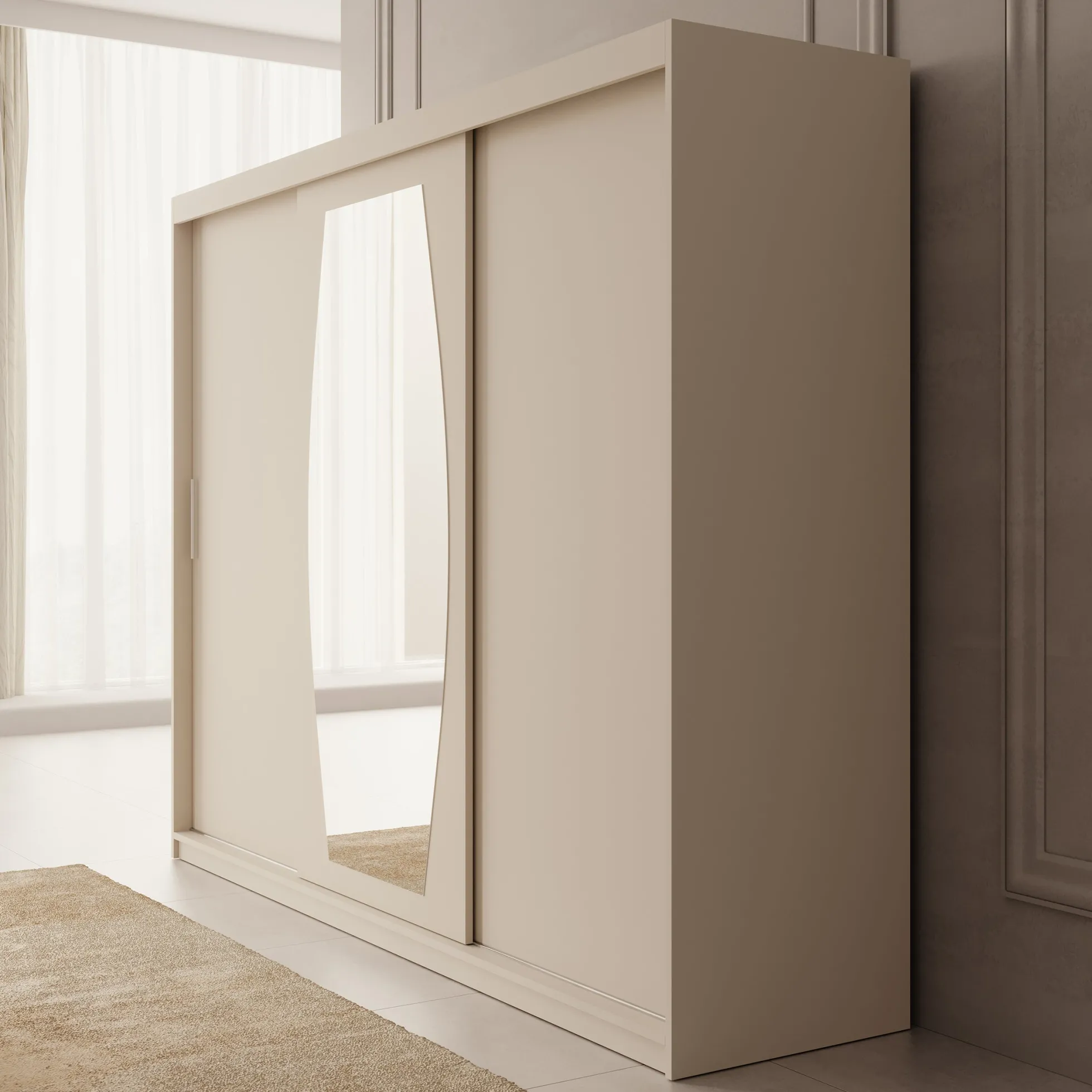 Azai - Kledingkast met schuifdeuren - Beige - 250x62x200 cm