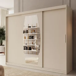 Azai - Kledingkast met schuifdeuren - Beige - 250x62x200 cm