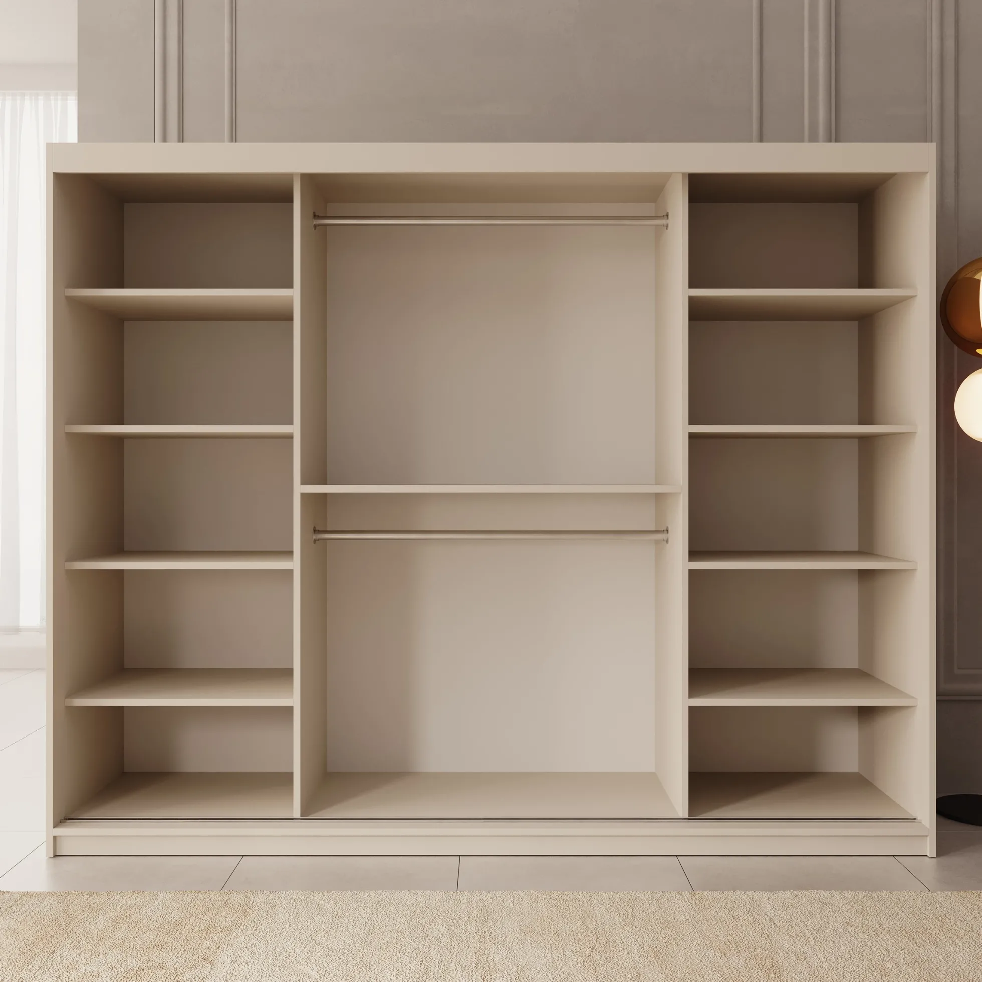 Azai - Kledingkast met schuifdeuren - Beige - 250x62x200 cm